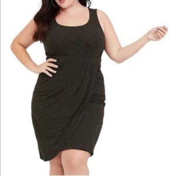 Torrid Olive Green Rib Knit Bodycon Midi Tank Dress 6x - Picture 1 of 12